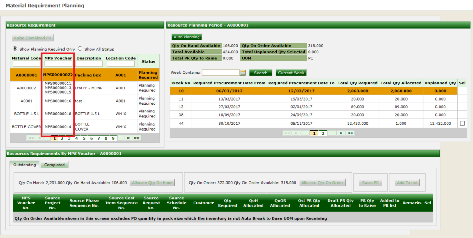 Synergix E1 ERP System - material requirement planning