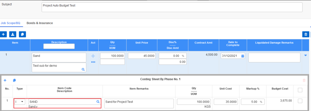 Auto Creation of Project Budget From Project Order 2 1024x368 - Synergix ERP Software Updates - October 2021