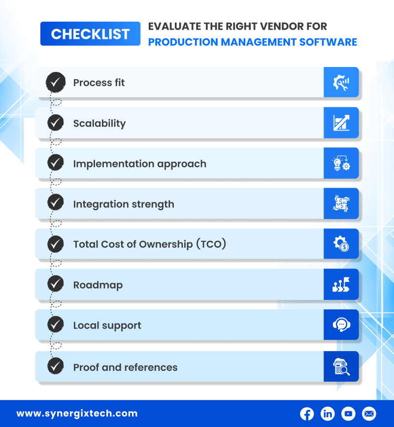 Production Management Software for Manufacturing SMEs Production Management Software vendor checklist - Production Management Software for Manufacturing SMEs