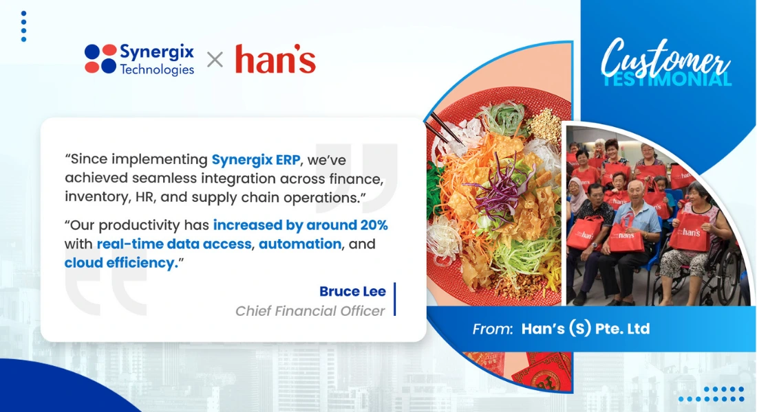 Understanding Supply Chain Management in Operations Management 2 Synergix ERP customer testimonial from Han's showing productivity gains and seamless integration across finance, inventory, HR and supply chain operations.
