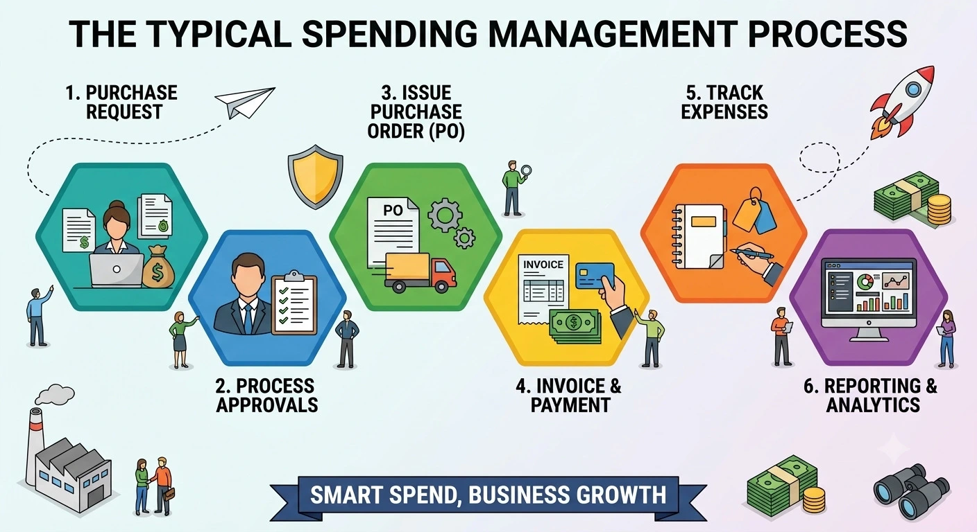 Spend Management Software: Everything SMEs Need to Know Before Choosing a Solution typical spend management process - Spend Management Software: Everything SMEs Need to Know Before Choosing a Solution