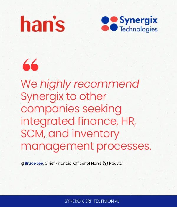 hans testimonial to synergix f and b erp Synergix