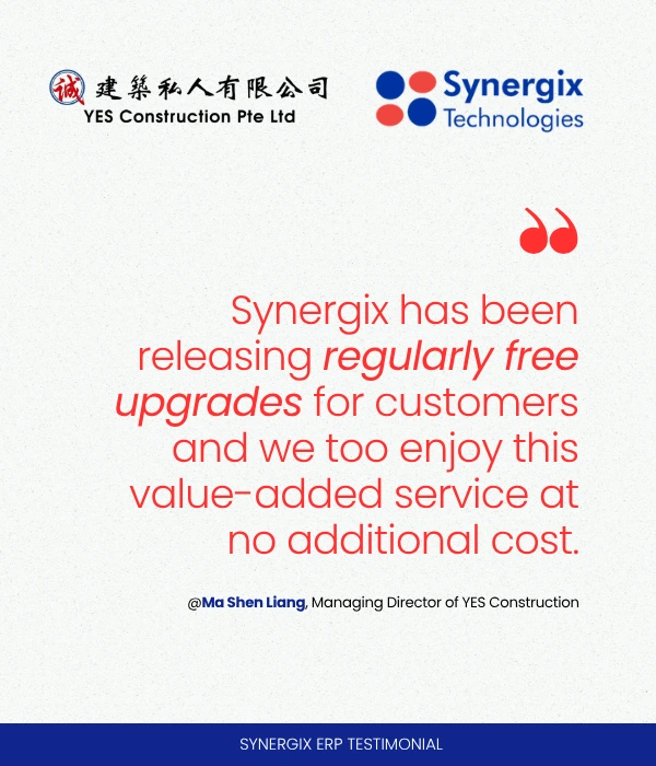 yes testimonial to synergix construction erp 1 Synergix