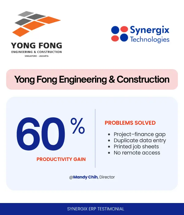yongfong testimonial to synergix construction erp Synergix